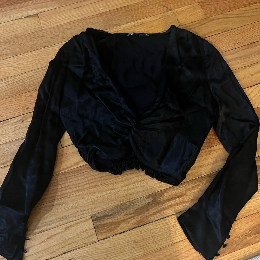 Zara Silk Plunge Top